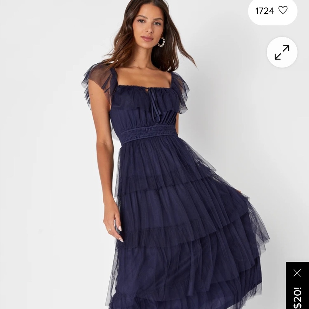 Lulu's Midnight Blue Tiered Midi Dress